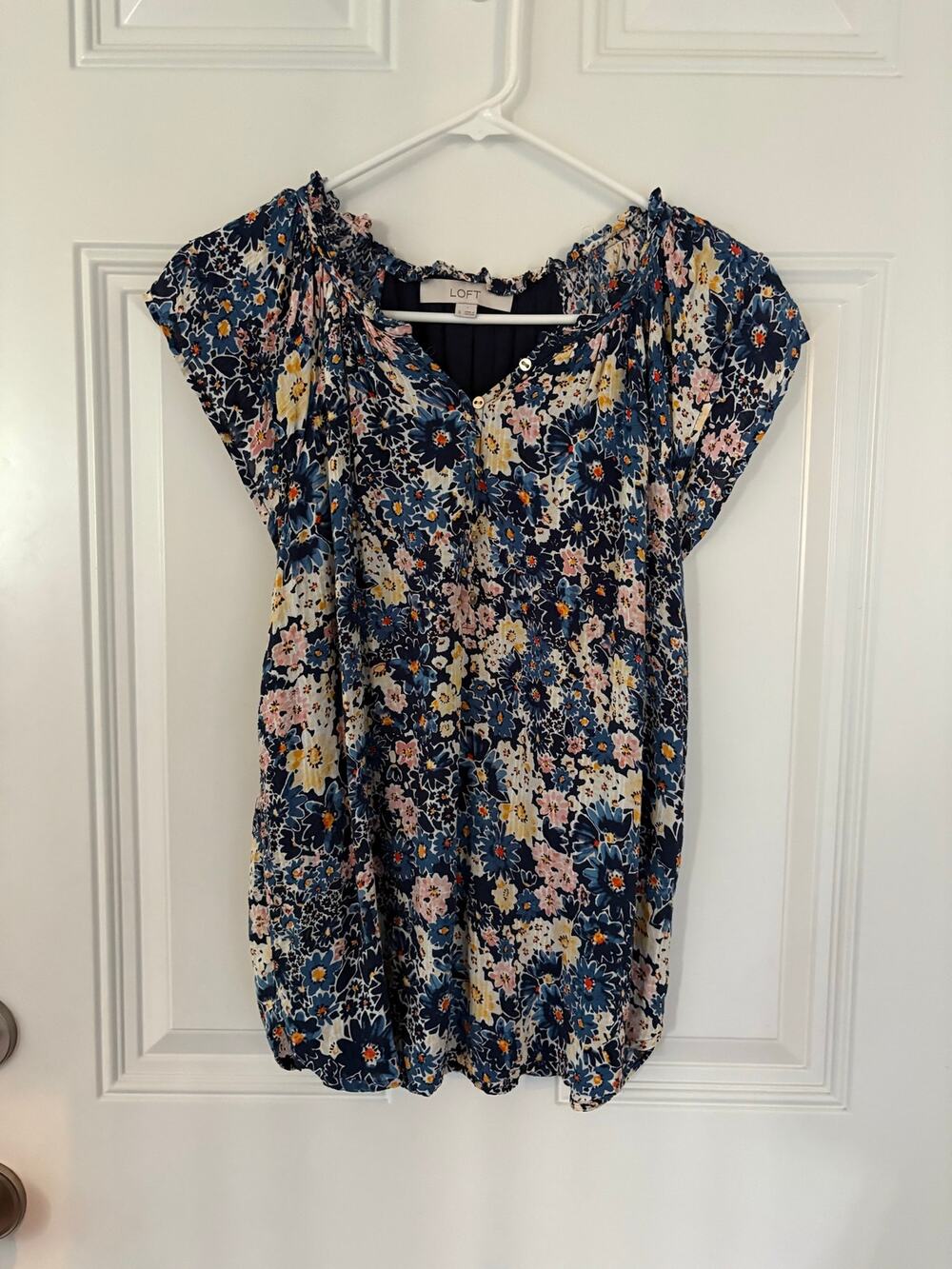 LOFT multicolor floral print blouse size small